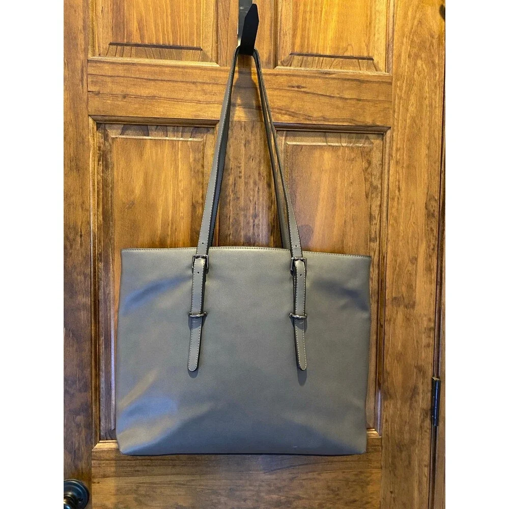 Dark Grey Laptop Work Bag w/ Adj. Straps Beautiful Stitching & Loads of Room